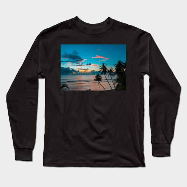 PALM TREE SUNSET ON THE SEA SHORE DESIGN Long Sleeve T-Shirt by SERENDIPITEE